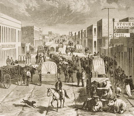 Street in Denver, Colorado, from 'American Pictures', published by The Religious Tract Society, 1876 od English School, (19th century)