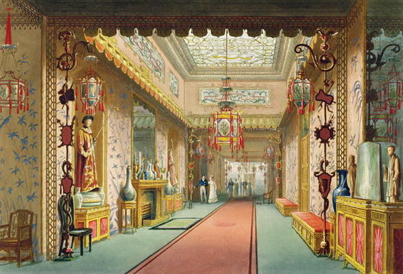 The Chinese Gallery, from 'Views of the Royal Pavilion, Brighton' by John Nash (1752-1835), 1826 (aq od English School, (19th century)