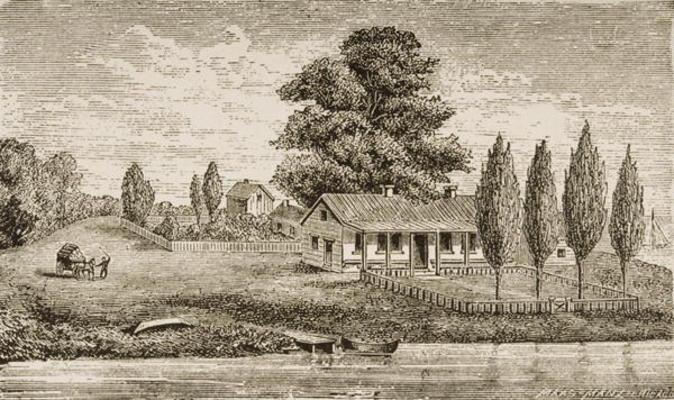 The First House to be Built by Mackinzie, Chicago, from 'American Pictures' published by the Religio od English School, (19th century)