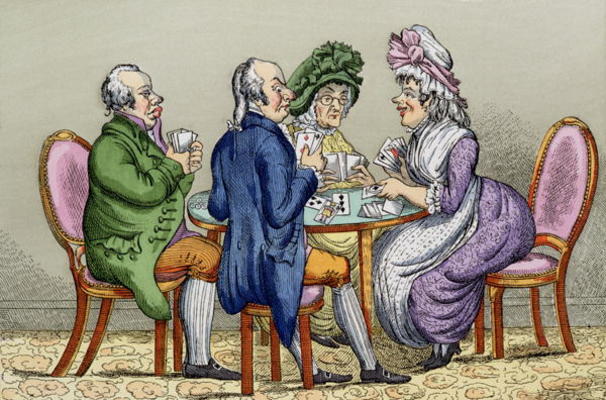 The Whist Party (colour litho) od English School, (19th century)