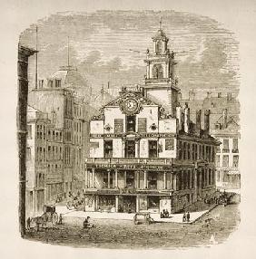 Old State House, Boston, in c.1870, from 'American Pictures' published by the Religious Tract Societ