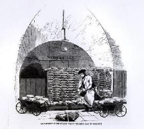 Stacking Bags of Dollars in a Compartment in the Bullion Vault, from 'Illustrated London News' publi