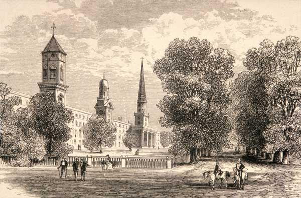Yale College, New Haven, in c.1870, from 'American Pictures' published by the Religious Tract Societ od English School, (19th century)