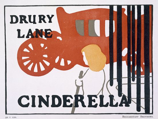Poster for Cinderella at the Drury Lane Theatre, London, pub. by Beggarstaff brothers od English School, (20th century)