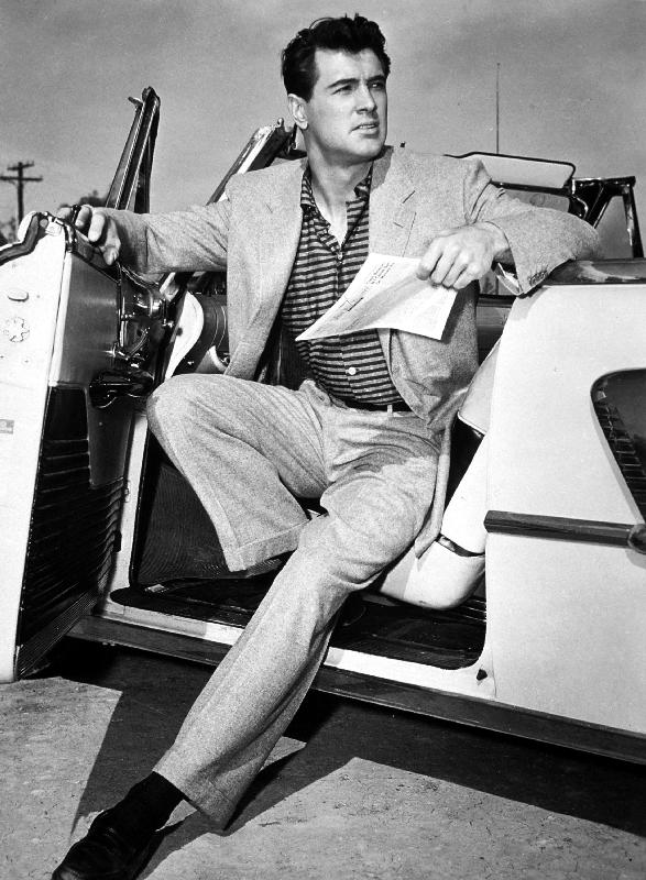 Rock Hudson in a convertible od English Photographer, (20th century)