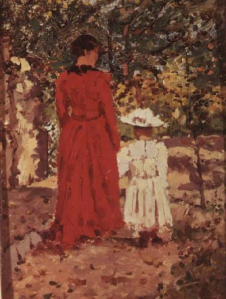 Woman and Child in the Garden od Enrico Reycend