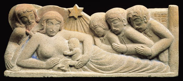 Nativity and the Adoration of the Magi, 1922 (portland stone relief with added colour)  od Eric Gill