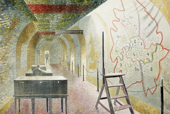 No 1 Map Corridor, 1940 (pencil and w/c on paper) od Eric Ravilious