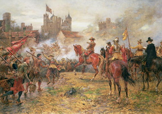 Cromwell at the Storming of Basing House, 1900 (oil on canvas) od Ernest Crofts
