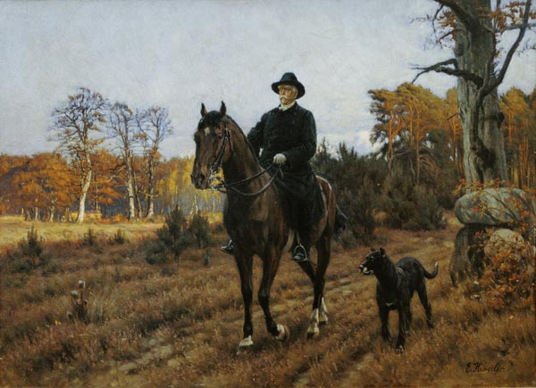 Bismarck on Horseback with Dog (oil print) od Ernest Henseler