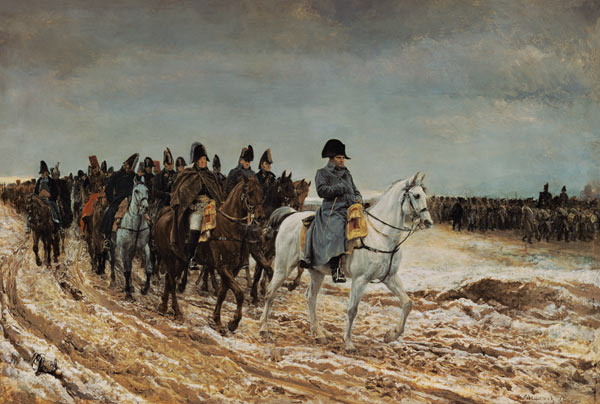 Napoleon and the generals Ney, Berthier, Drouaut, Gourgaud and de Flahaut in the campaign od Ernest Meissonier