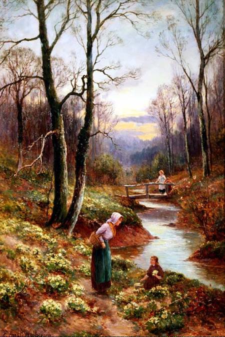Picking primroses by the stream od Ernest Walbourn