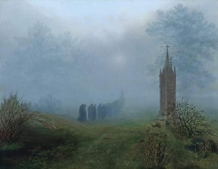 Procession in the fog