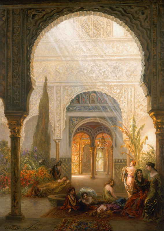 The Patio de of La Reina in the Alcazar, Sevilla. od Ernst Karl Eugen Körner