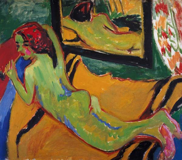 Lying act in front of mirror od Ernst Ludwig Kirchner