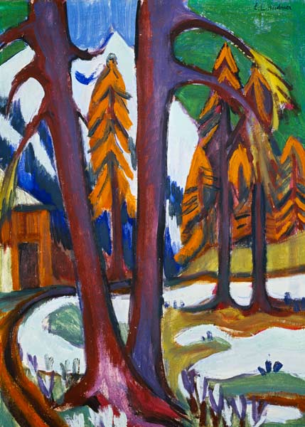 Early spring landscape with larches od Ernst Ludwig Kirchner