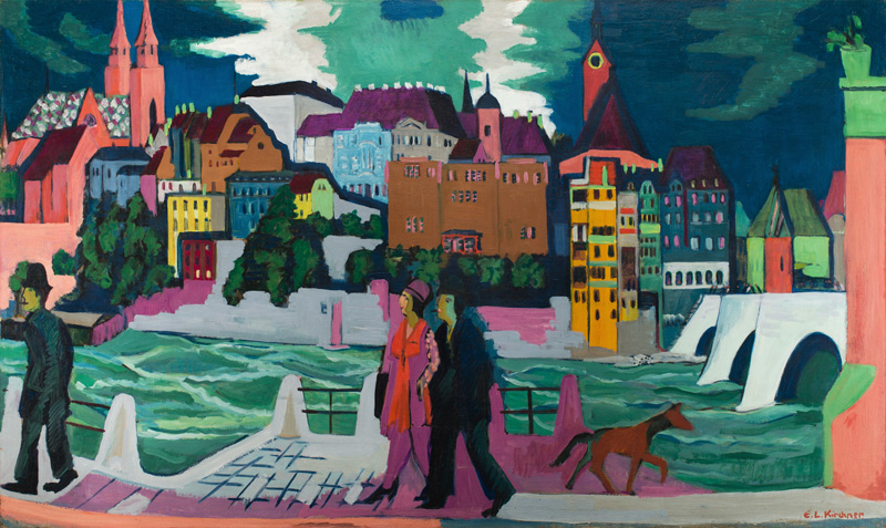 Ansicht von Basel und dem Rhein. 1927-28 od Ernst Ludwig Kirchner