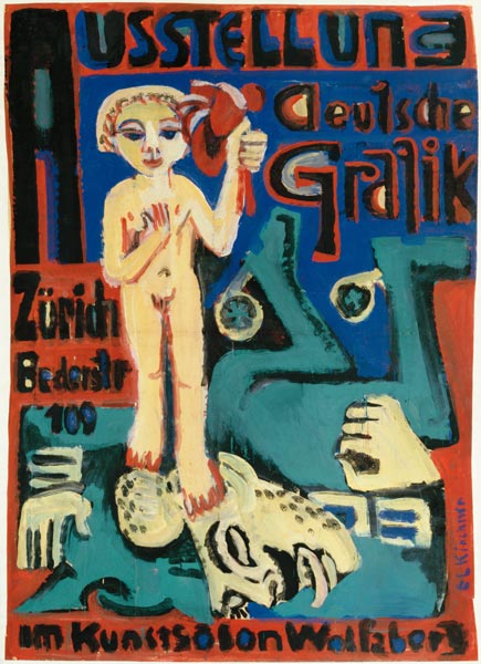 Exhibition poster German graphic Zurich. od Ernst Ludwig Kirchner