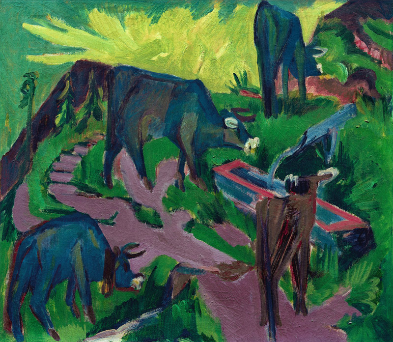 Cows during Sunset od Ernst Ludwig Kirchner