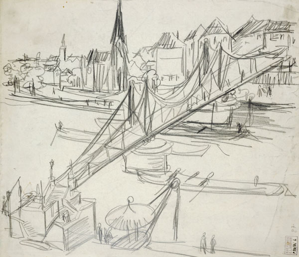 Der Eiserne Steg in Frankfurt am Main. od Ernst Ludwig Kirchner