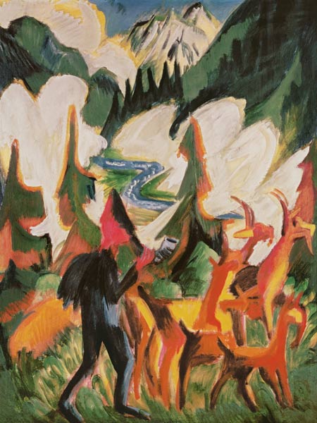 Hirte mit Ziegen am Morgen od Ernst Ludwig Kirchner