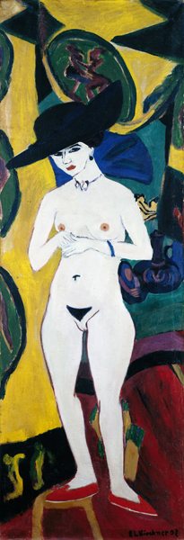 Naked woman with hat. od Ernst Ludwig Kirchner