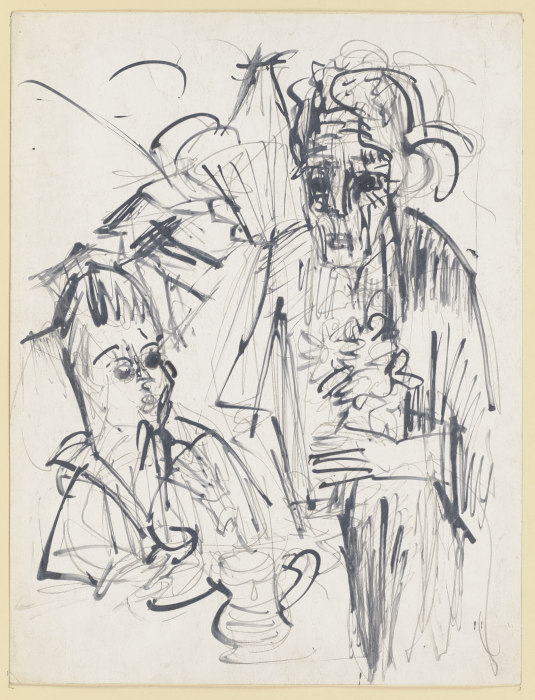 Alte Frau mit Jungen am Kaffeetisch od Ernst Ludwig Kirchner