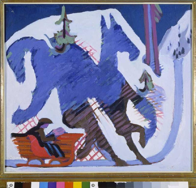 Sledge ride. od Ernst Ludwig Kirchner