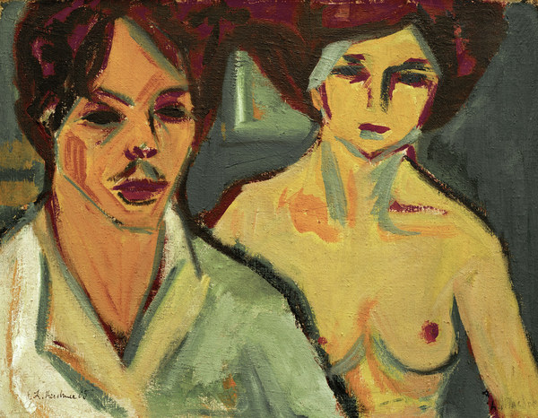 Self-portrait with Model od Ernst Ludwig Kirchner