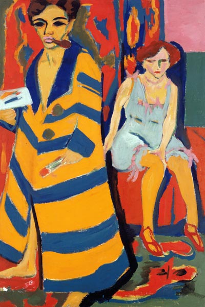 Autoportrét s modelkou  od Ernst Ludwig Kirchner