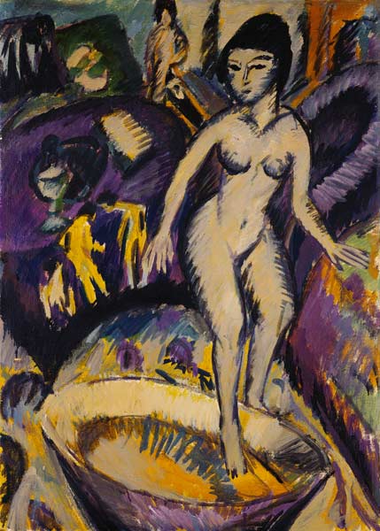 Weiblicher Akt mit Badezuber od Ernst Ludwig Kirchner