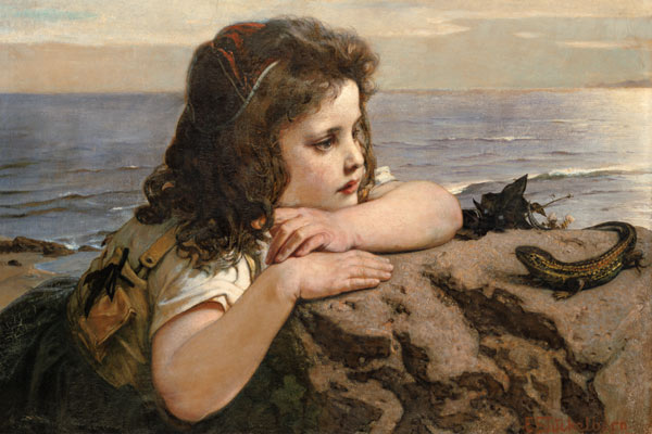 The girl with the lizard od Ernst Stückelberg