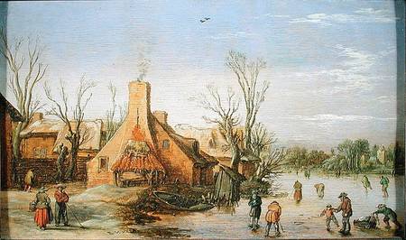 A Village in Winter od Esaias van de Velde