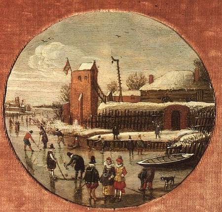 Winter Landscape with Skaters (panel) od Esaias van de Velde