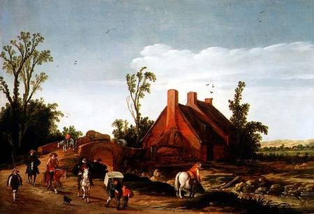 A Wooded Landscape with Travellers on a Track od Esaias van de Velde