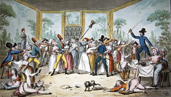 Riotous scene in a tavern during the period of the French Revolution, c. 1789 od Etienne Bericourt