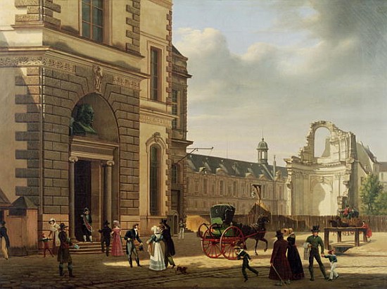 The Entrance to the Musee de Louvre and St. Louis Church od Etienne Bouhot