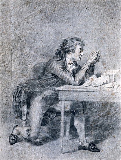 Francois Buzot (1760-94) contemplating a portrait miniature of Madame Roland (1754-93) od Etienne-Charles Leguay
