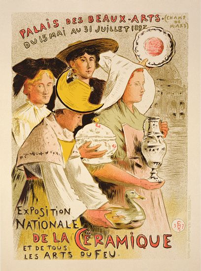 Reproduction of a poster advertising the 'National Exhibition of Ceramics' od Etienne Moreau-Nelaton