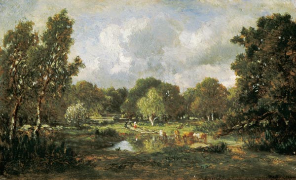 Cows at a watering-place od Etienne-Pierre Théodore Rousseau
