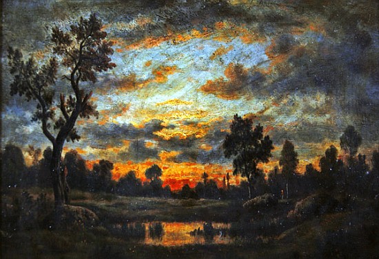 Landscape at sunset od Etienne-Pierre Théodore Rousseau