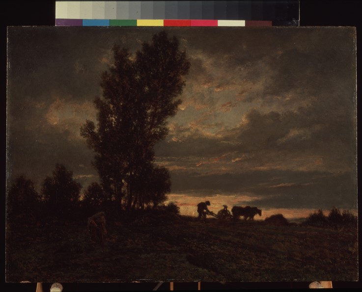 Landscape with a Plowman od Etienne-Pierre Théodore Rousseau