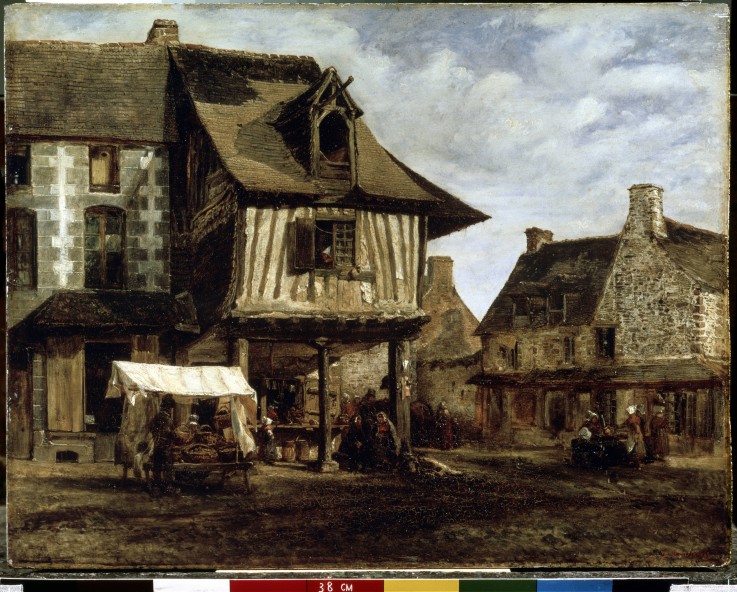 Market-Place in the Normandy od Etienne-Pierre Théodore Rousseau