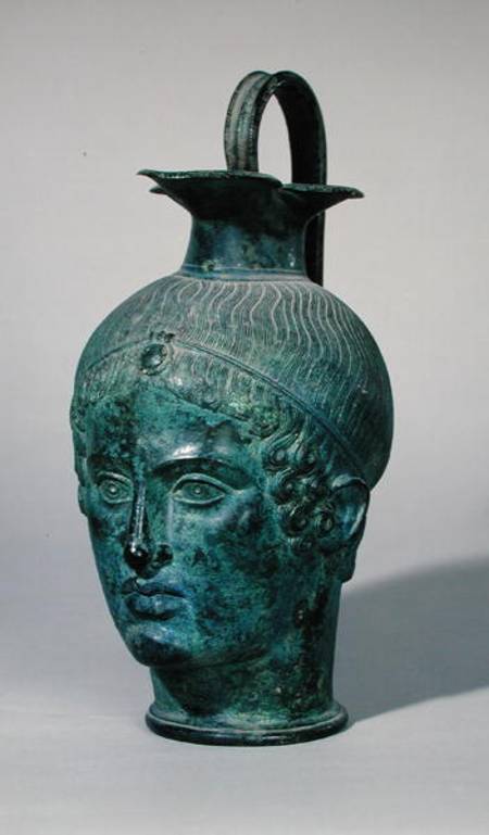 Oinochoe in the form of the head of a young man, known as the 'Tete de Gabies' od Etruscan