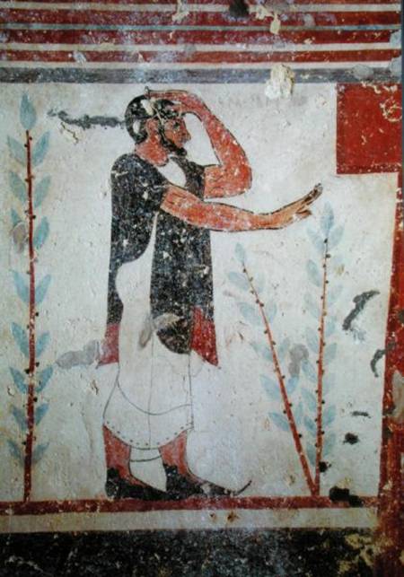 Priest making a ritual gesture, from the Tomb of the Augurs od Etruscan