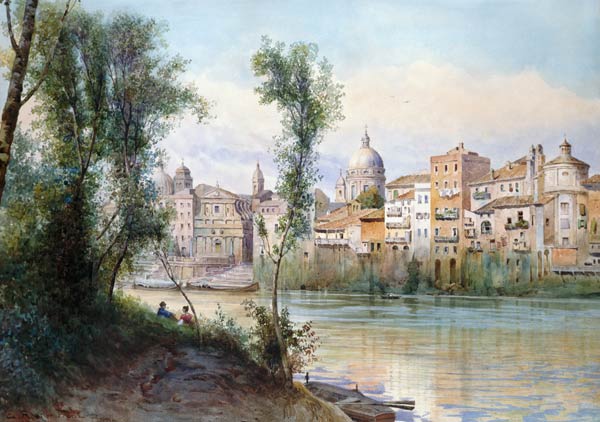 View of the Porto di Ripetta dai Prati, Rome od Ettore Roesler Franz