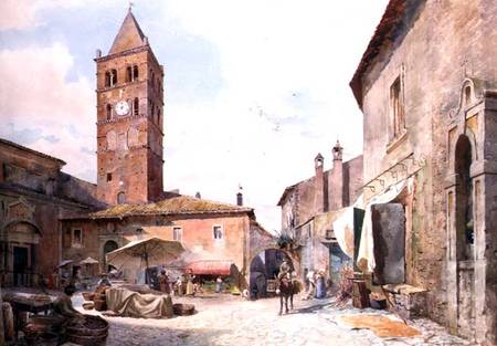 View of the Piazza dell'Olmo, Tivoli  on od Ettore Roesler Franz