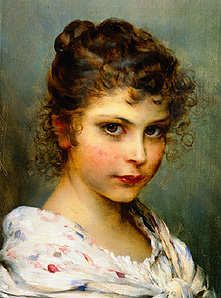 Young girl with curly hair od Eugen von Blaas