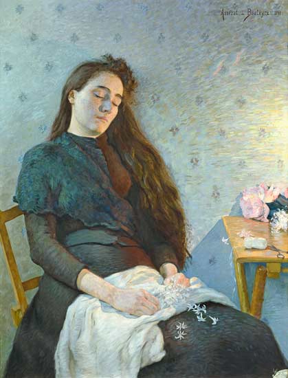 The Sleeping Flower Girl od Eugene Assezat de Bouteyre