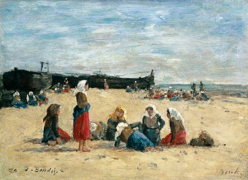 Berck, Fisherwomen on the Beach od Eugène Boudin